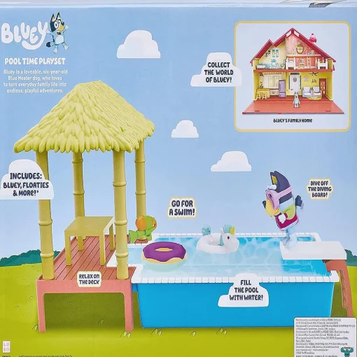 Bluey Pool Playset And Figure 2.5-3 Inch Articulated Figure And Accessories