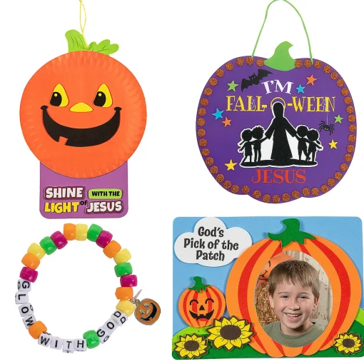 Bulk Halloween Fall-O-Ween Jesus Craft Kit Assortment - Makes 48