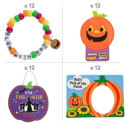 Bulk Halloween Fall-O-Ween Jesus Craft Kit Assortment - Makes 48