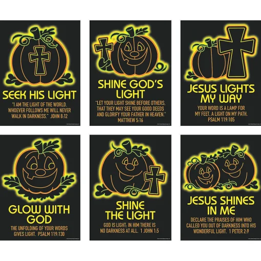 Christian Neon Pumpkin Poster Set - 6 Pc.