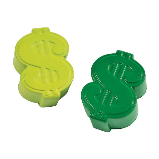 Dollar Sign Stress Toys - 12 Pc.
