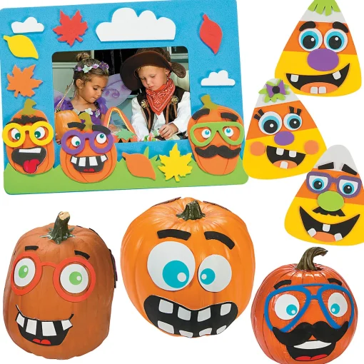 Funny Face Pumpkin Craft Kit Assortment - Makes 36