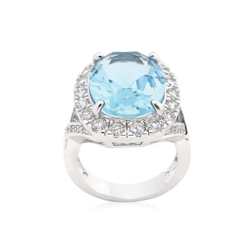 J Goodin Oval Blue Topaz Cocktail Ring Size 5