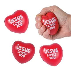 Jesus Loves You Heart Stress Toys - 12 Pc.