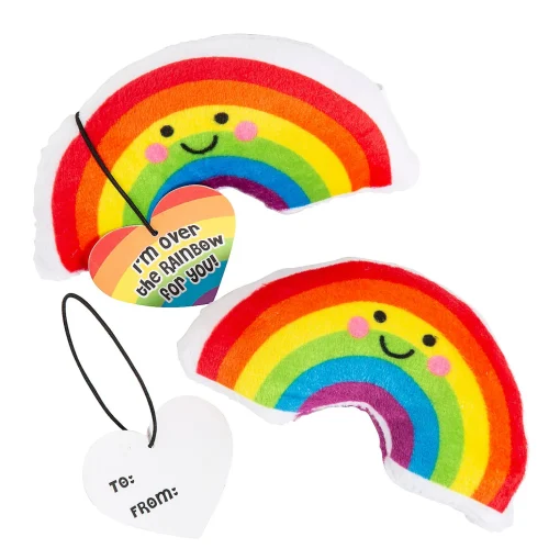 Plush Rainbow Valentine Exchanges With Card For 12
