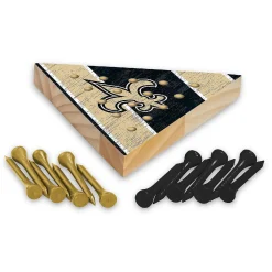 Rico Industries Nfl Football New Orleans Saints 4.5" X 4" Wooden Travel Sized Pyramid Game - Toy Peg Games - Triangle - Family Fun