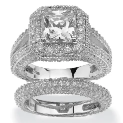 5.08 Tcw Cz Two-Piece Halo Bridal Set