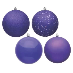 Vickerman Shatterproof 2.4" Purple 4-Finish Ball Christmas Ornament, 24 Per Box