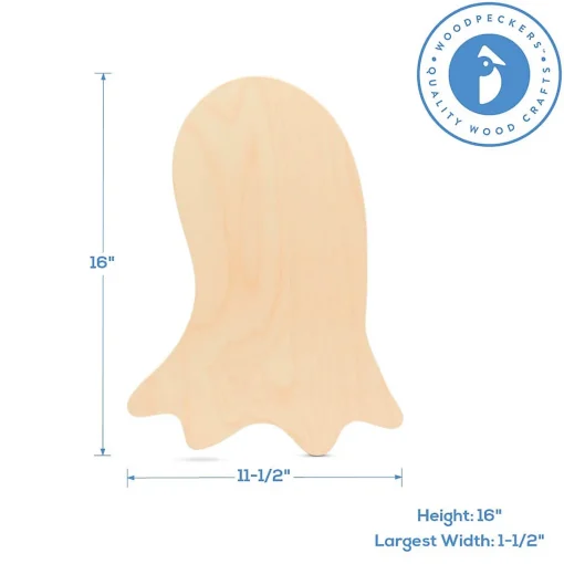 Woodpeckers Crafts, Diy Unfinished Wood 16" Ghost Cutout, Pack Of 2