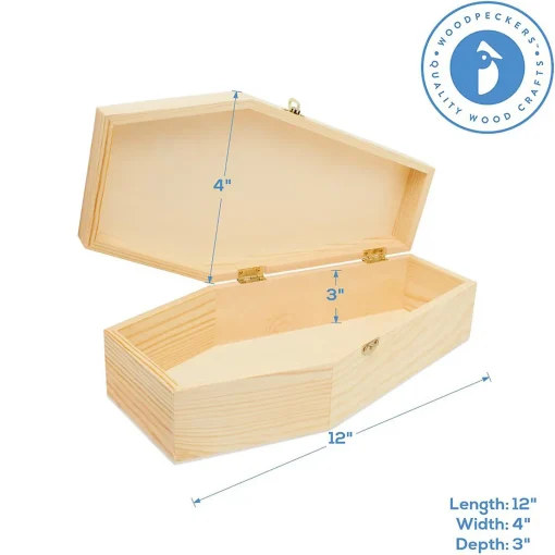 Woodpeckers Crafts, Diy Unfinished Wood 12" Coffin, Pack Of 2