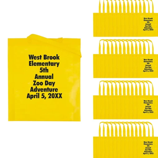 15" X 17" Bulk 300 Pc. Personalized Large Yellow Nonwoven Tote Bags