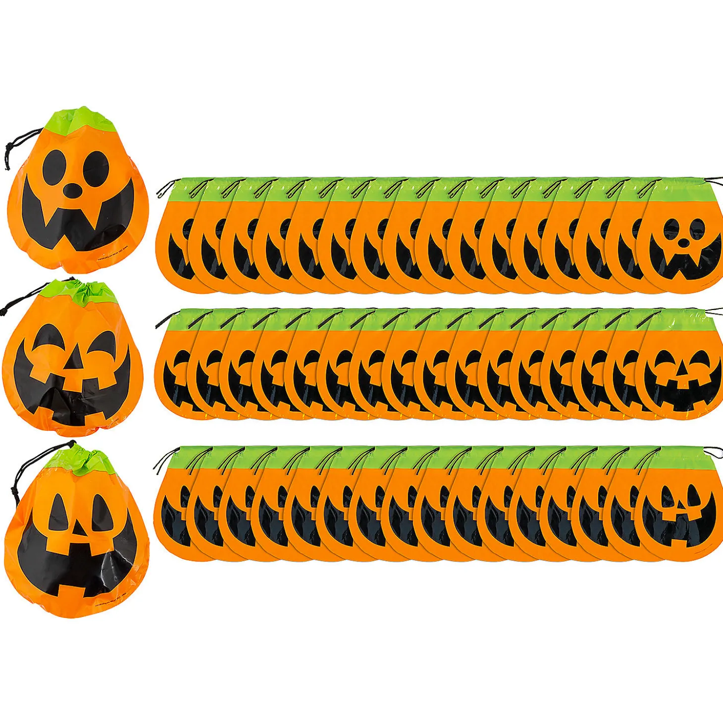 8 3/4" Bulk 72 Pc. Halloween Pumpkin Plastic Goody Bags