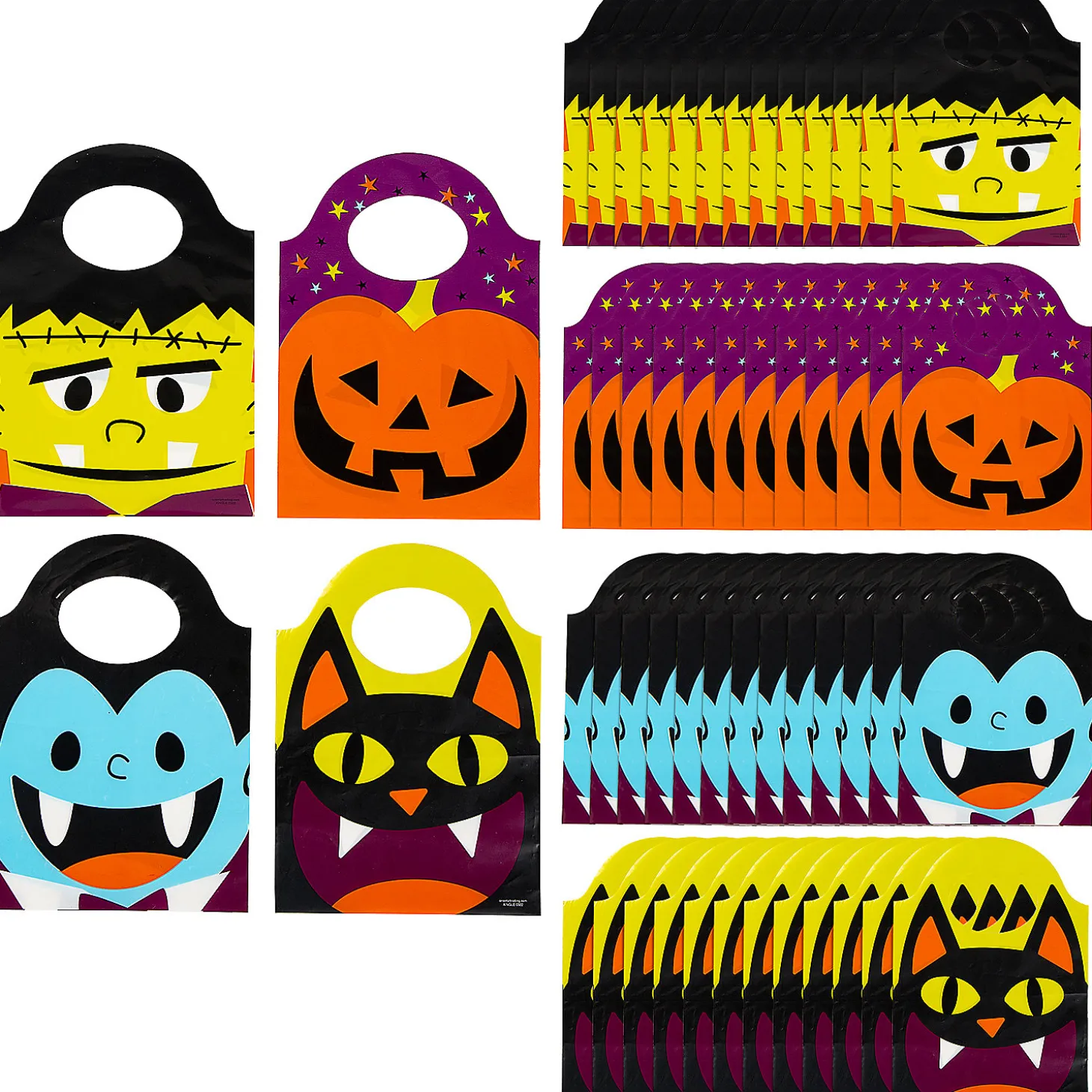 6 1/4" X 8 1/4" Bulk 50 Pc. Plastic Friendly Monster Halloween Goody Bags