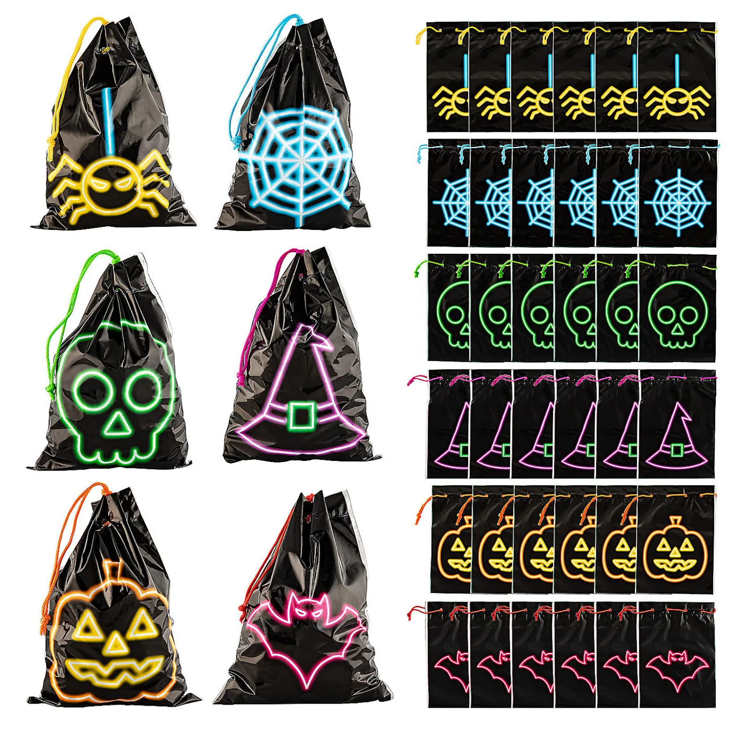 5 1/2" X 7 1/2" Halloween Drawstring Goody Bags - 36 Pc.