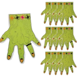9 1/2" X 11 1/2" Monster Hand-Shaped Plastic Treat Bags - 12 Pc.