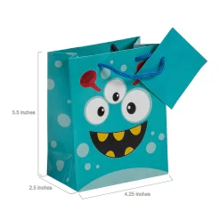 4 1/4" X 5 1/2" Small Monster Paper Gift Bags With Tags - 12 Pc.