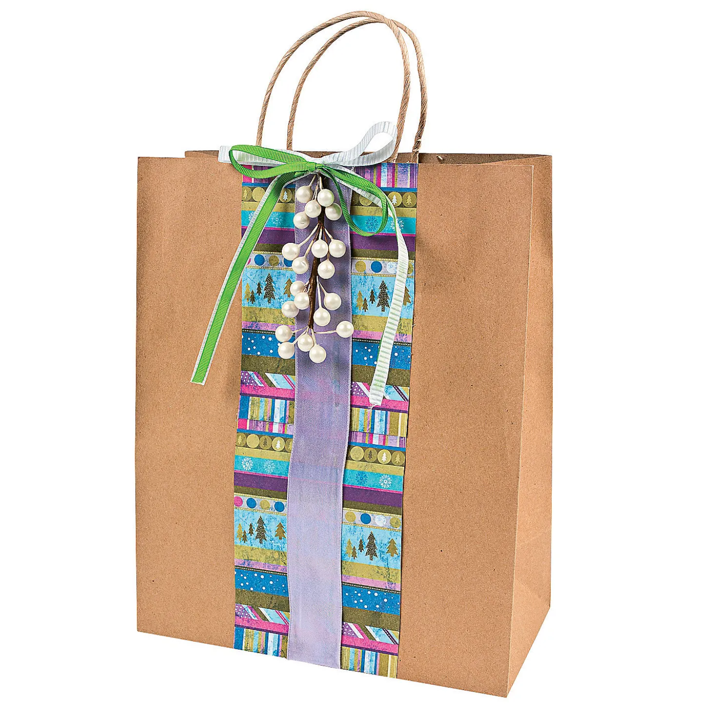 10 1/2" X 5 1/4" X 13" Large Brown Kraft Paper Gift Bags - 12 Pc.
