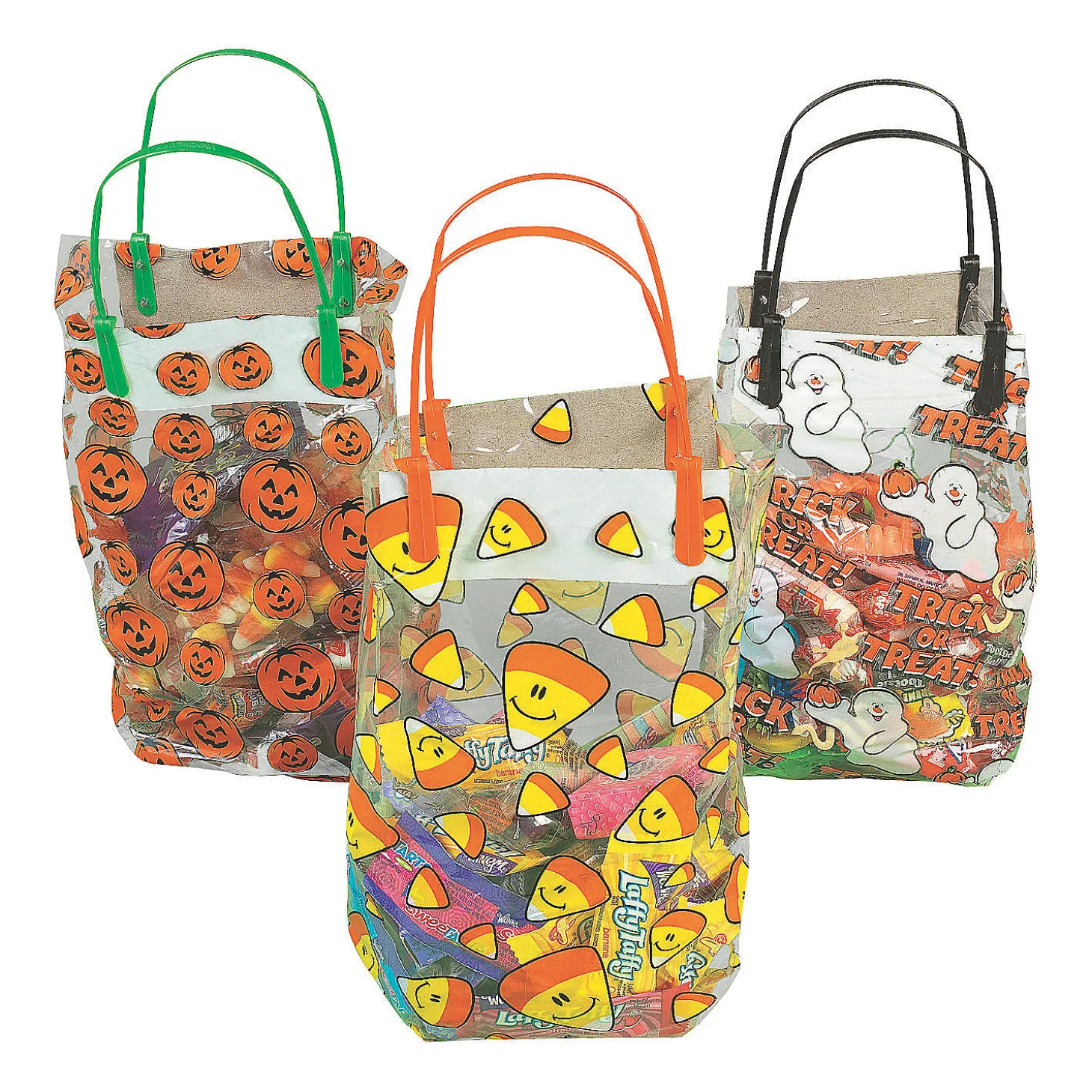 9 1/2" X 5 1/4" X 12" Medium Halloween Pattern Plastic Goody Bags - 36 Pc.