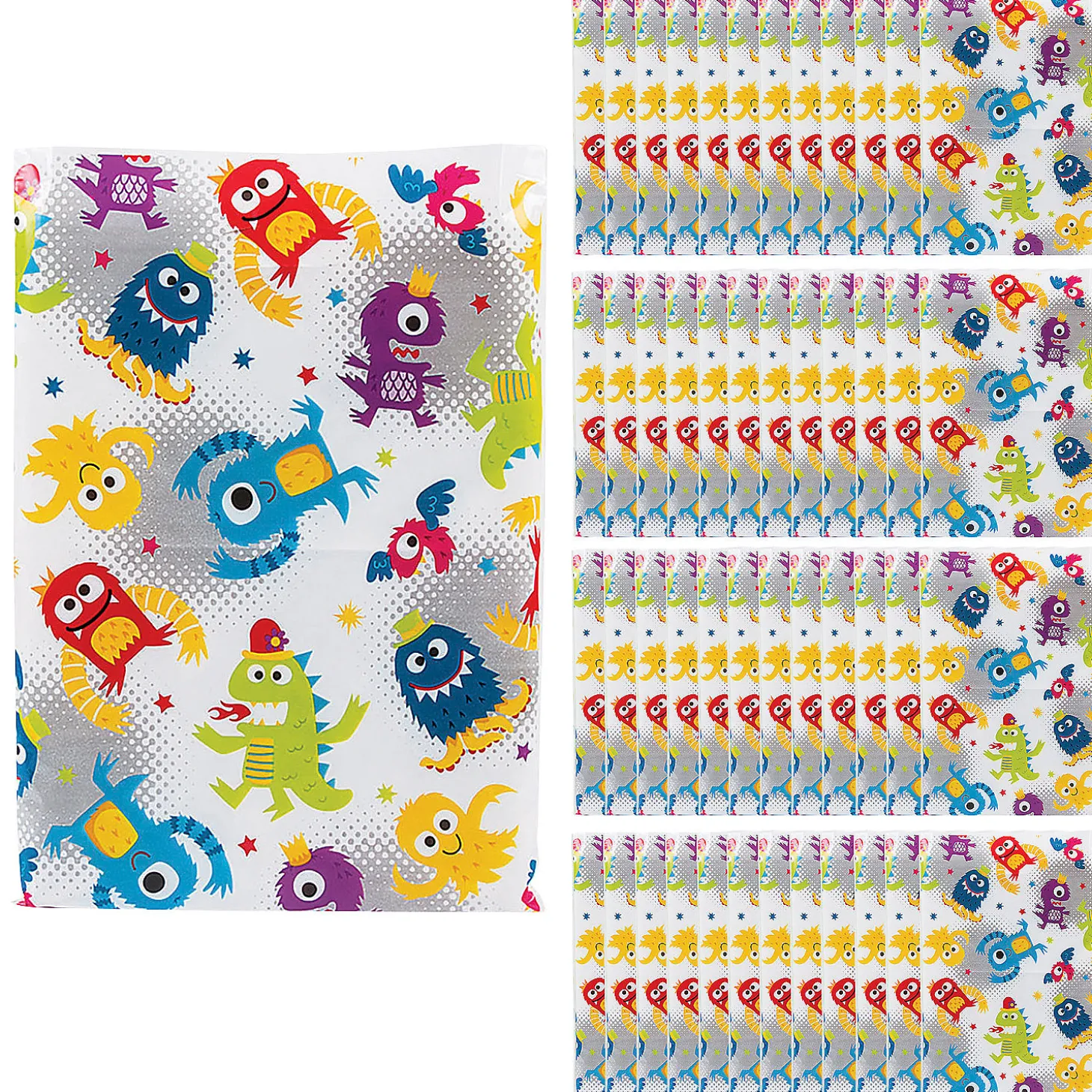 12 1/2" X 17" Bulk 50 Pc. Cute Monster Plastic Goody Bags