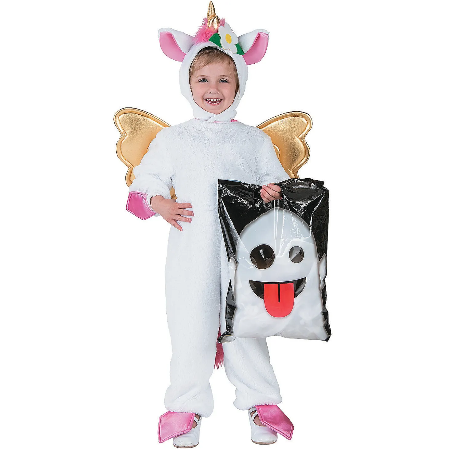 12 1/2" X 17" Bulk 50 Pc. Large Halloween Emoji Face Trick-Or-Treat Plastic Goody Bags