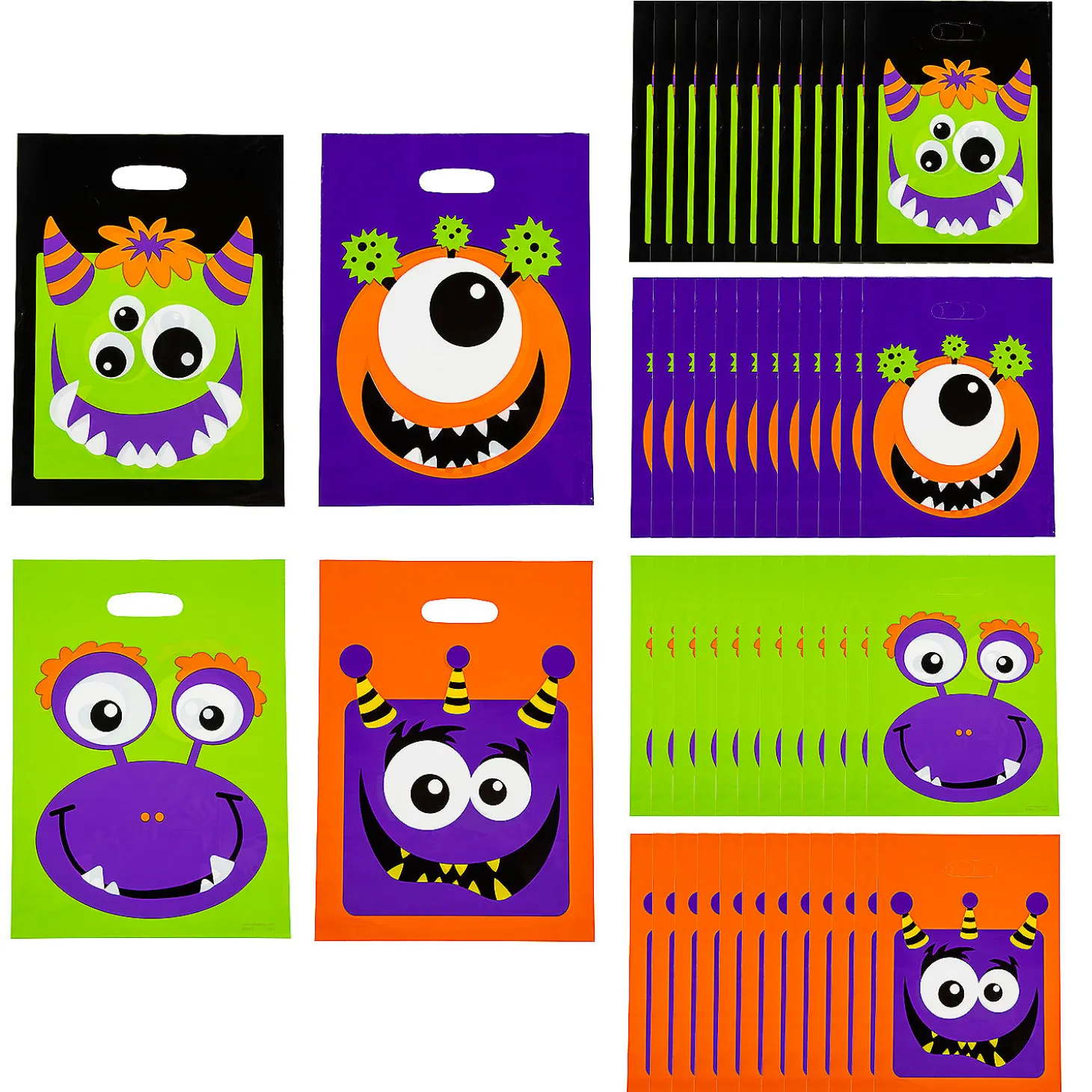 12 1/2" X 17" Bulk 100 Pc. Monster Trick-Or-Treat Bags