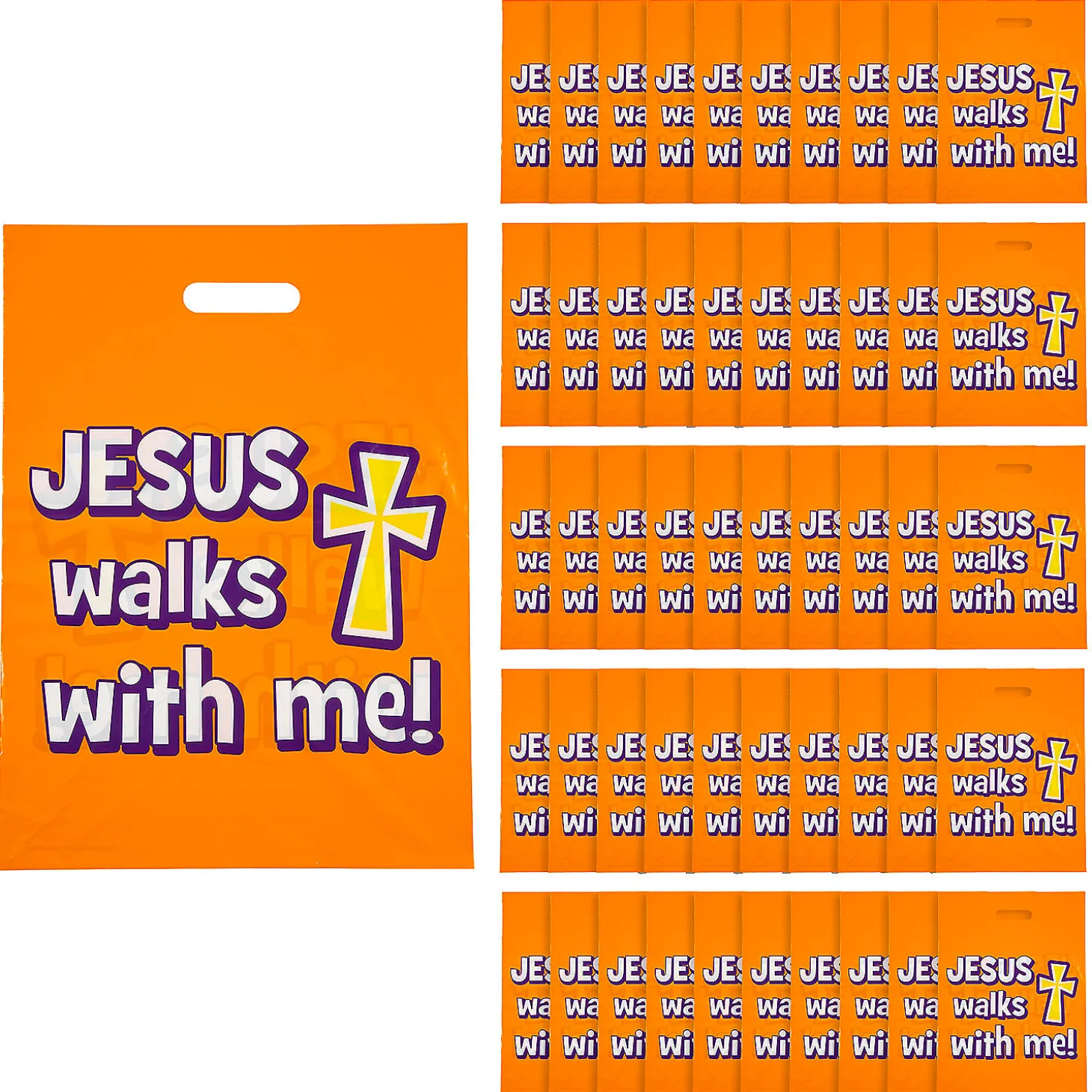 12 1/2" X 17" Bulk 50 Pc. Walk Safely With Jesus Goody Bags
