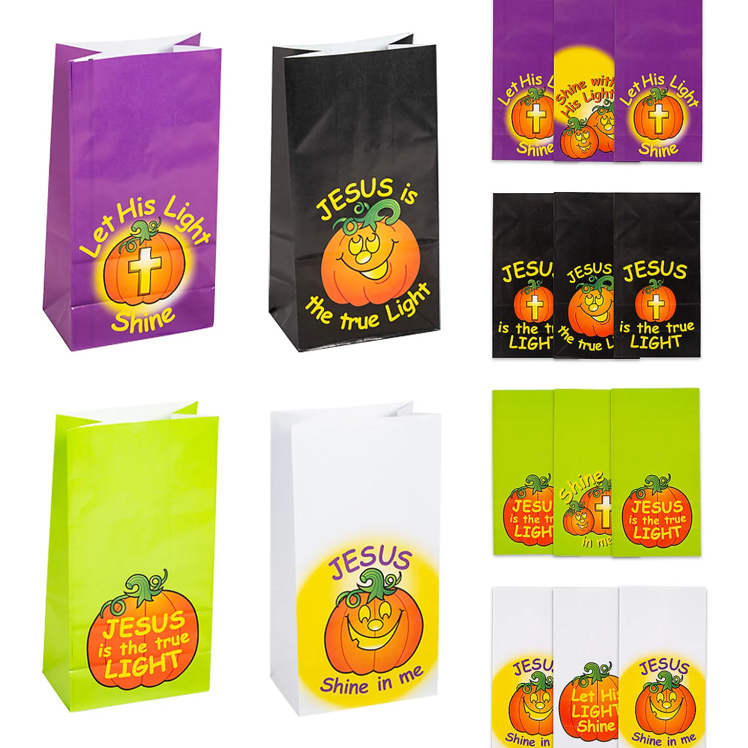 5 1/4" X 10" Christian Pumpkin Treat Bags - 12 Pc.