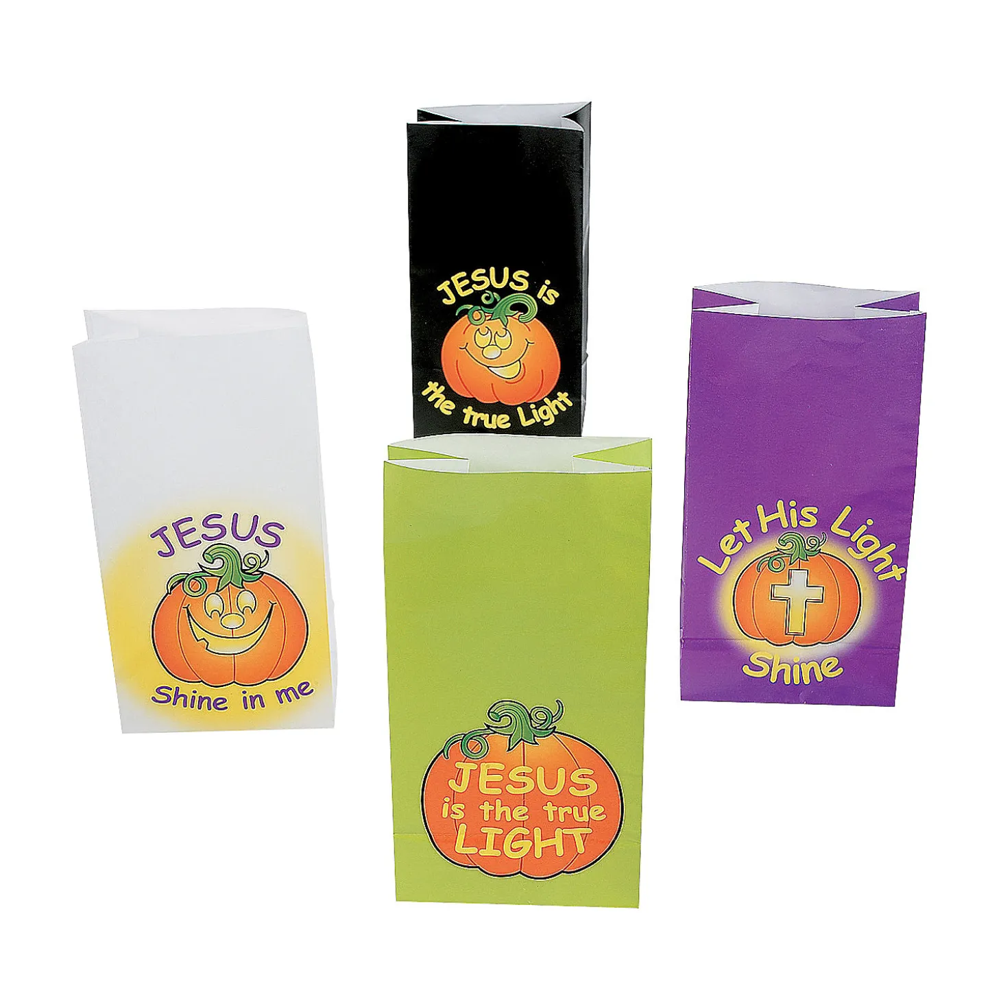 5 1/4" X 10" Christian Pumpkin Treat Bags - 12 Pc.