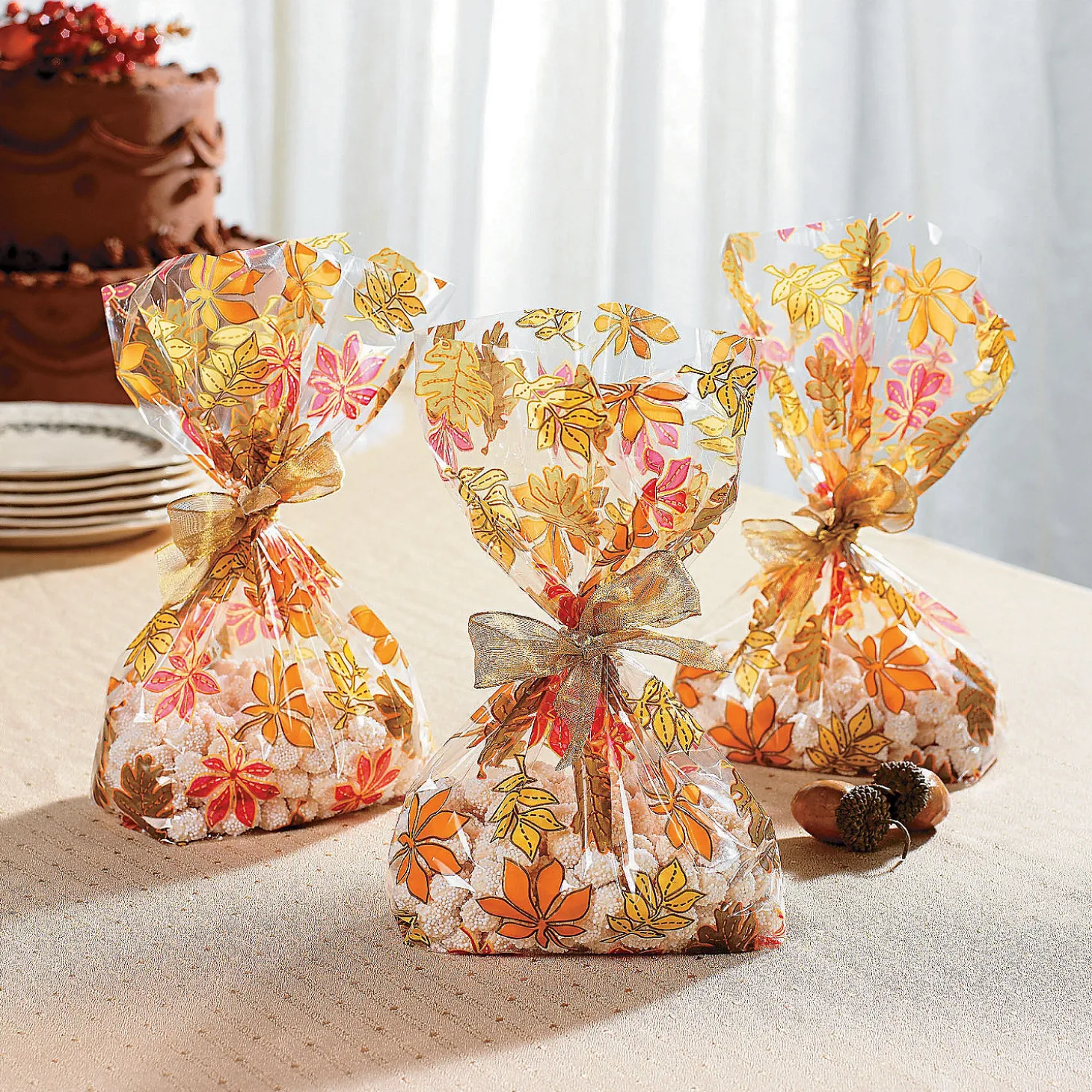 5 1/2" X 11" Fall Leaf Cellophane Bags - 12 Pc.