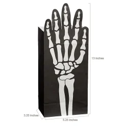 5 1/4" X 13" Fold-Over Skeleton Hand Paper Treat Bags - 12 Pc.