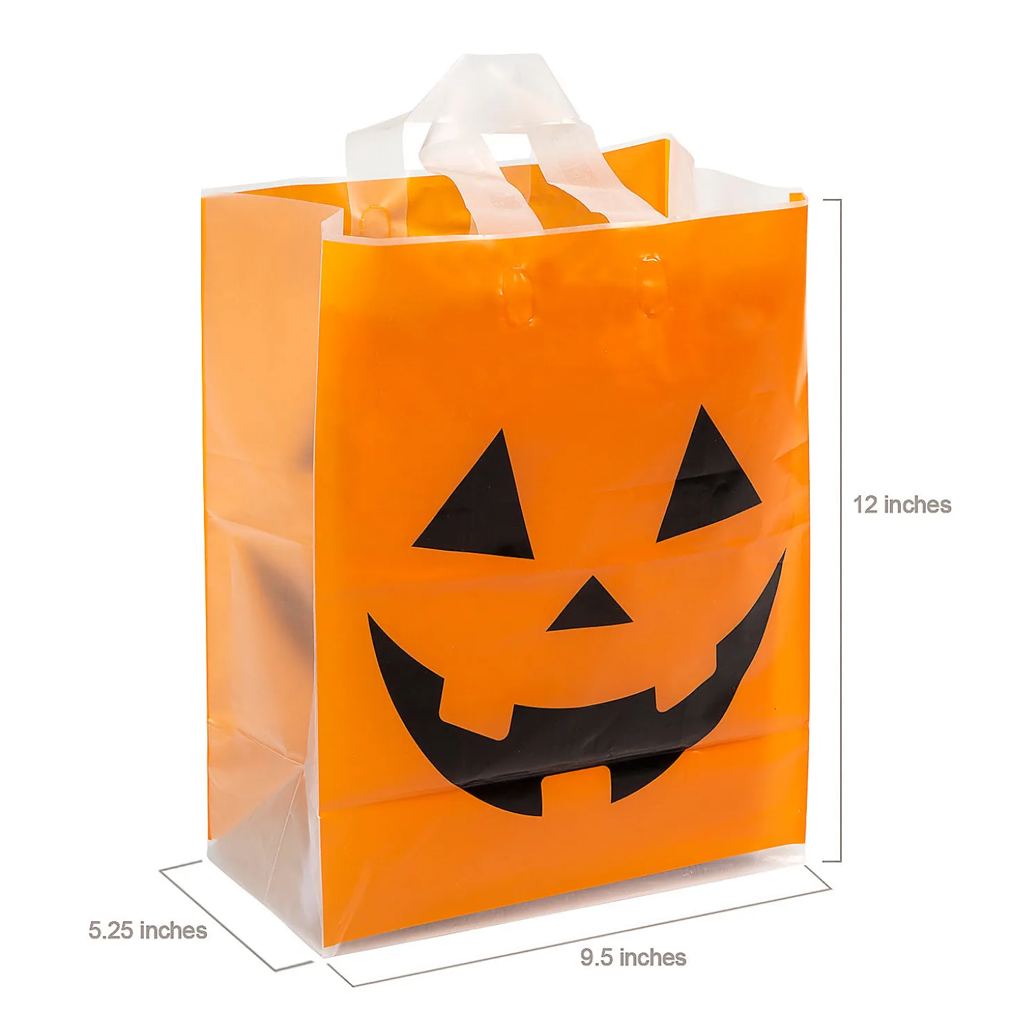 9 1/2" X 12" Large Halloween Jack-O'-Lantern Plastic Tote Bags - 36 Pc.