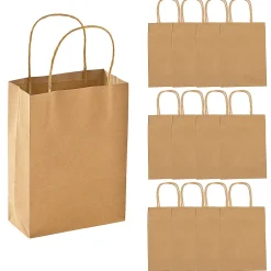 6 1/2" X 9" Medium Kraft Paper Gift Bags - 12 Pc.