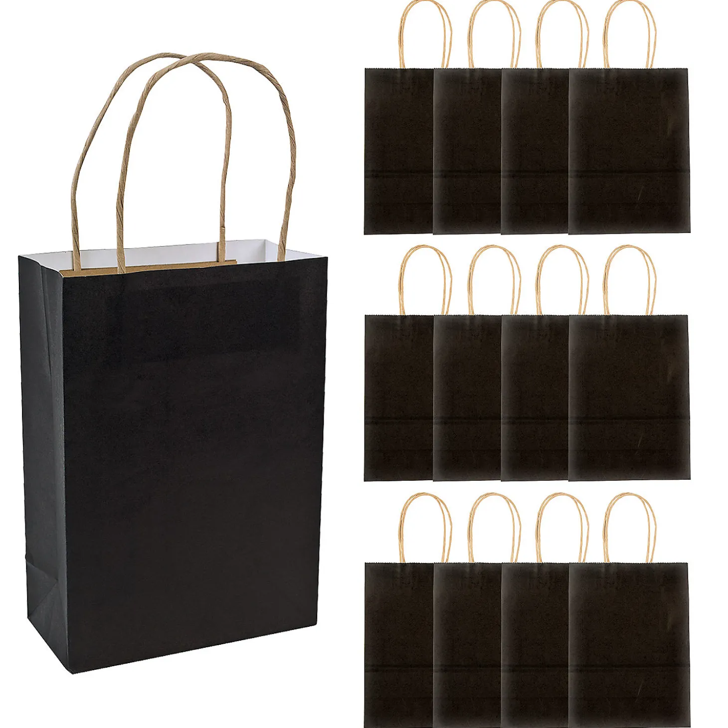 6 1/2" X 9" Medium Kraft Paper Gift Bags - 12 Pc.