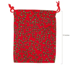 7 1/2" X 10" Small Holiday Print Drawstring Bags - 36 Pc.
