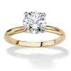 2.00 Carat Cz Solitaire Ring Gold-Plated