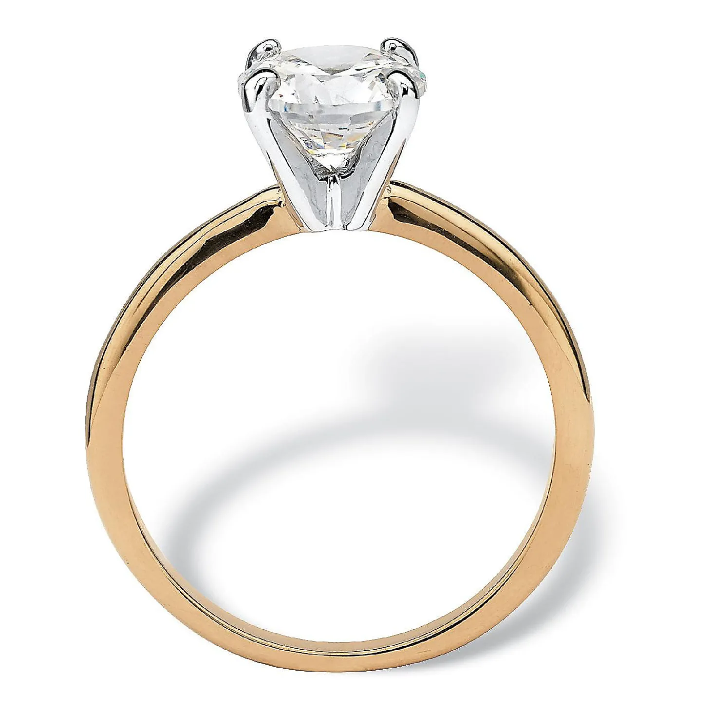 2.00 Carat Cz Solitaire Ring Gold-Plated