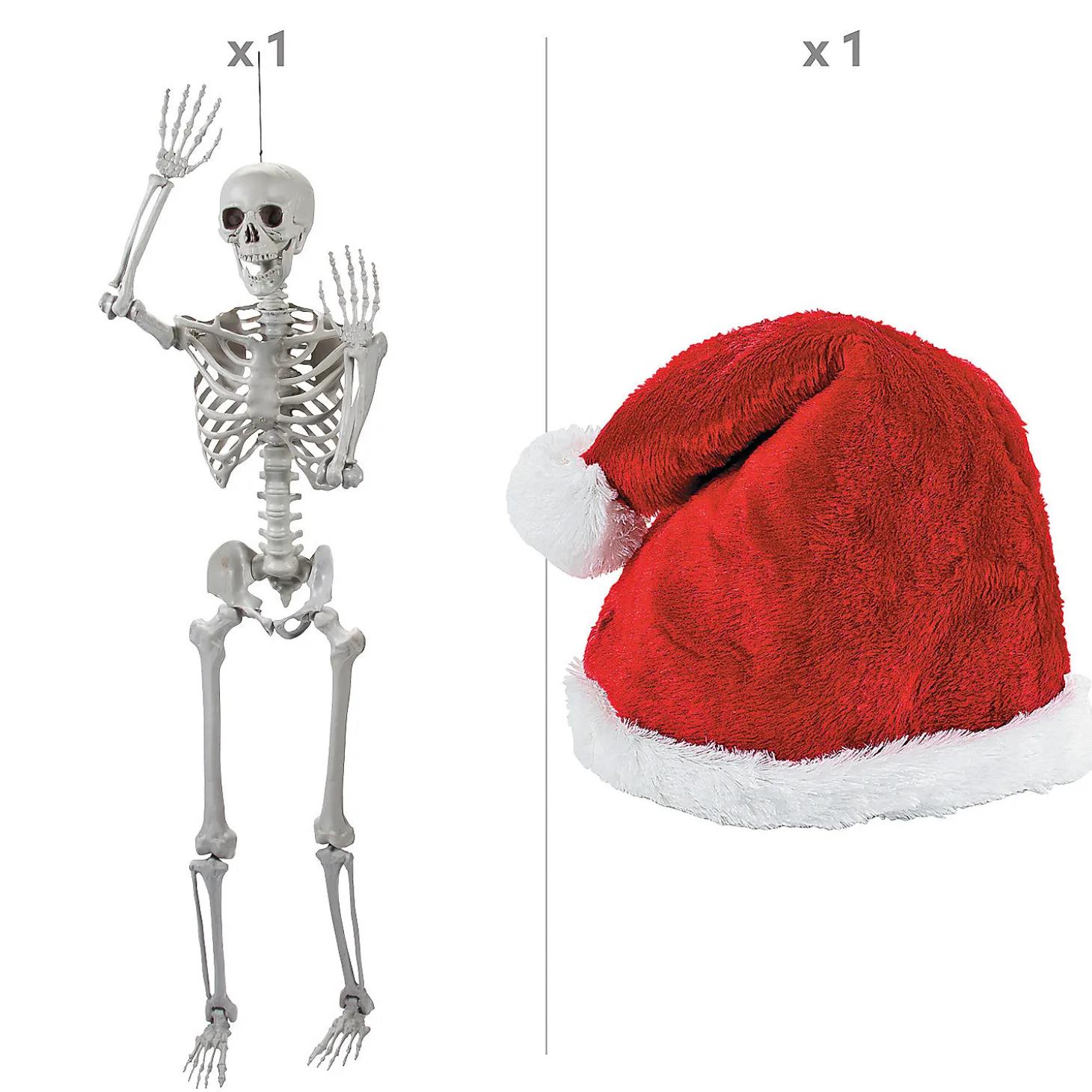 5 Ft. Large Posable Santa Skeleton Halloween Decoration
