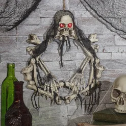 16.5" Lightup Skeleton Halloween Wreath