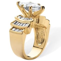3.63 Tcw Cubic Zirconia Gold-Plated Ring