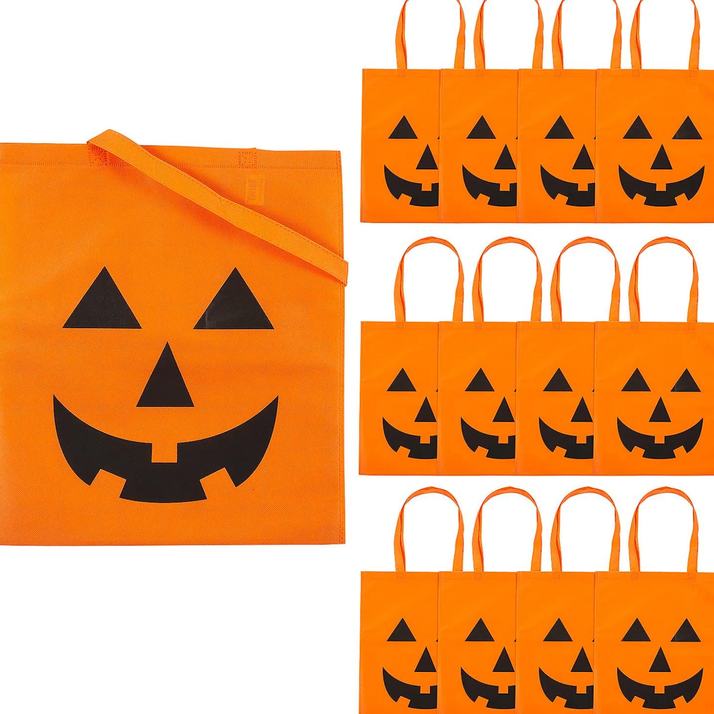15" X 16 1/2" Large Jack-O'-Lantern Tote Bags - 12 Pc.