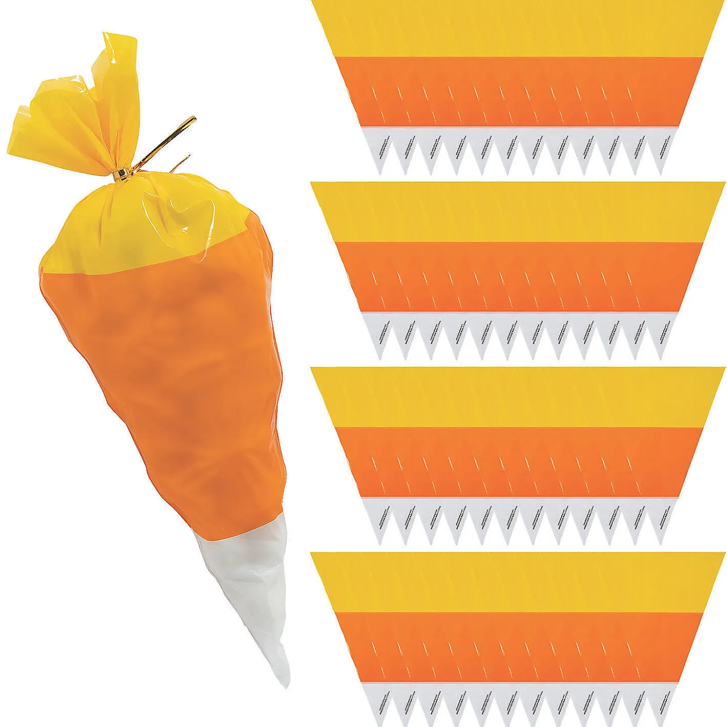 7" X 9" Bulk 50 Pc. Candy Corn-Shaped Cellophane Bags
