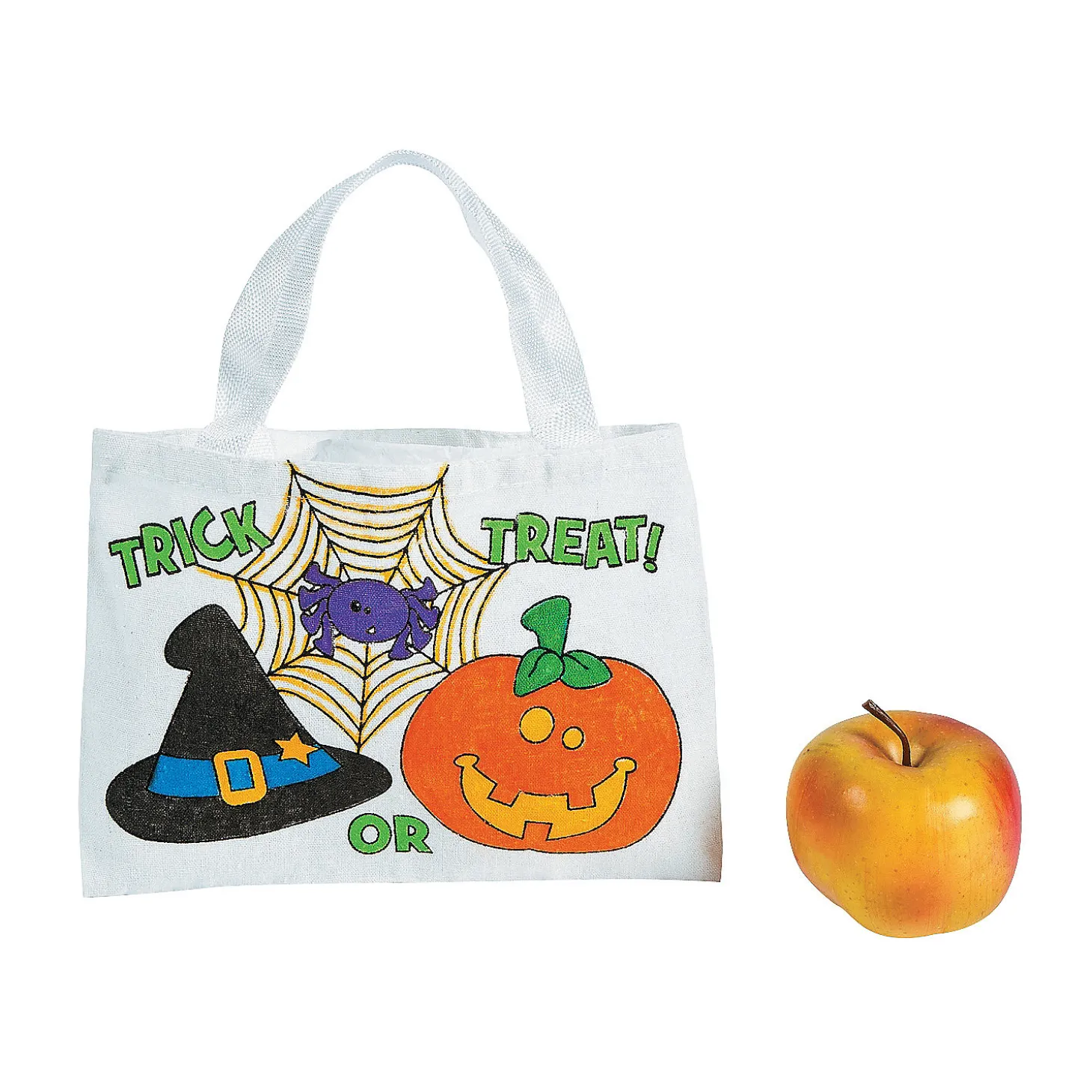 10" X 7" Bulk 50 Pc. Color Your Own Medium Halloween Friends Trick-Or-Treat Canvas Tote Bags