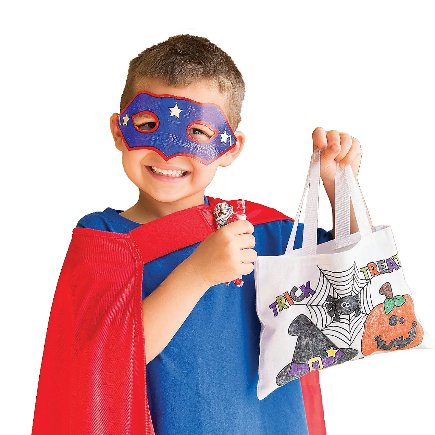 10" X 7" Bulk 50 Pc. Color Your Own Medium Halloween Friends Trick-Or-Treat Canvas Tote Bags