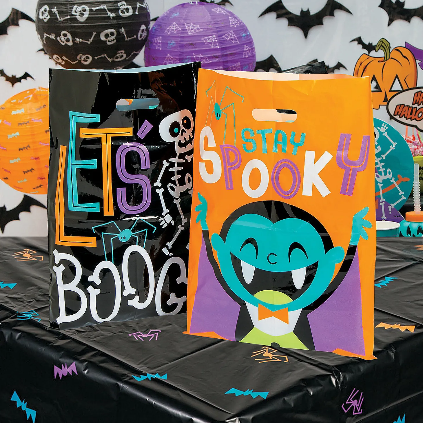 12-1/2" X 17" Bulk 50 Pc. Goofy Ghouls Plastic Trick-Or-Treat Bags