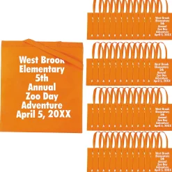 15" X 17" Bulk 300 Pc. Personalized Large Orange Nonwoven Tote Bags