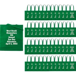 15 X 17 Bulk 144 Pc. Personalized Large Green Nonwoven Tote Bags