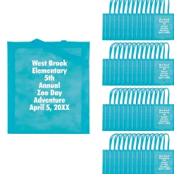 15 X 17 Bulk 144 Pc. Personalized Large Light Blue Nonwoven Tote Bags