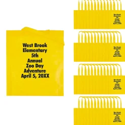 15" X 17" Bulk 144 Pc. Personalized Large Yellow Nonwoven Tote Bags