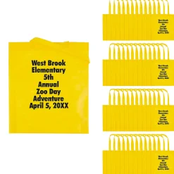 15" X 17" Bulk 300 Pc. Personalized Large Yellow Nonwoven Tote Bags