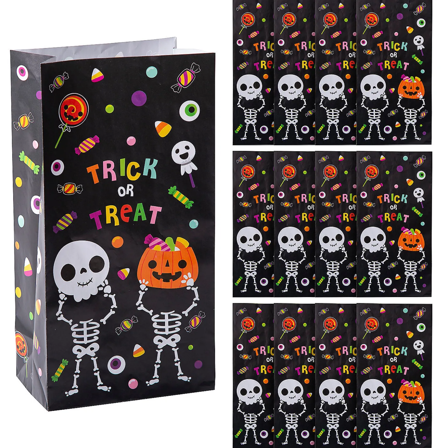 5" X 10" Halloween Boo Crew Paper Treat Bags - 12 Pc.
